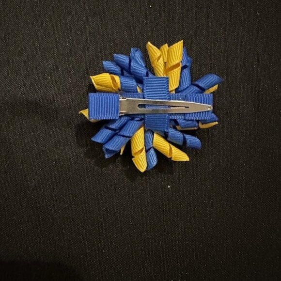 Mini Blue & Yellow Korker Bow - Picture 2 of 2